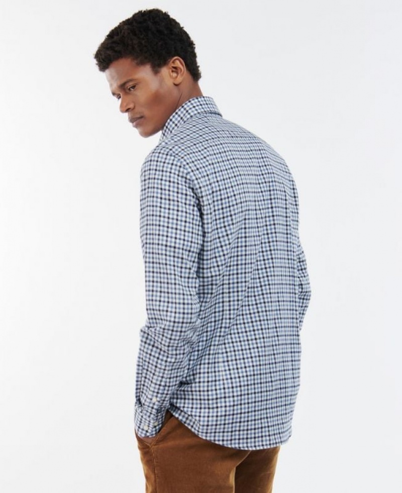 Blue / Navy / Grey Men Barbour Finkle Tailored Shirts | US-3985KRHBJ