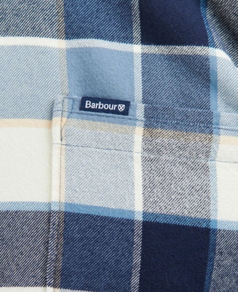 Blue / White / Grey Men Barbour Valley Tailored Shirts | US-1980OMKLW