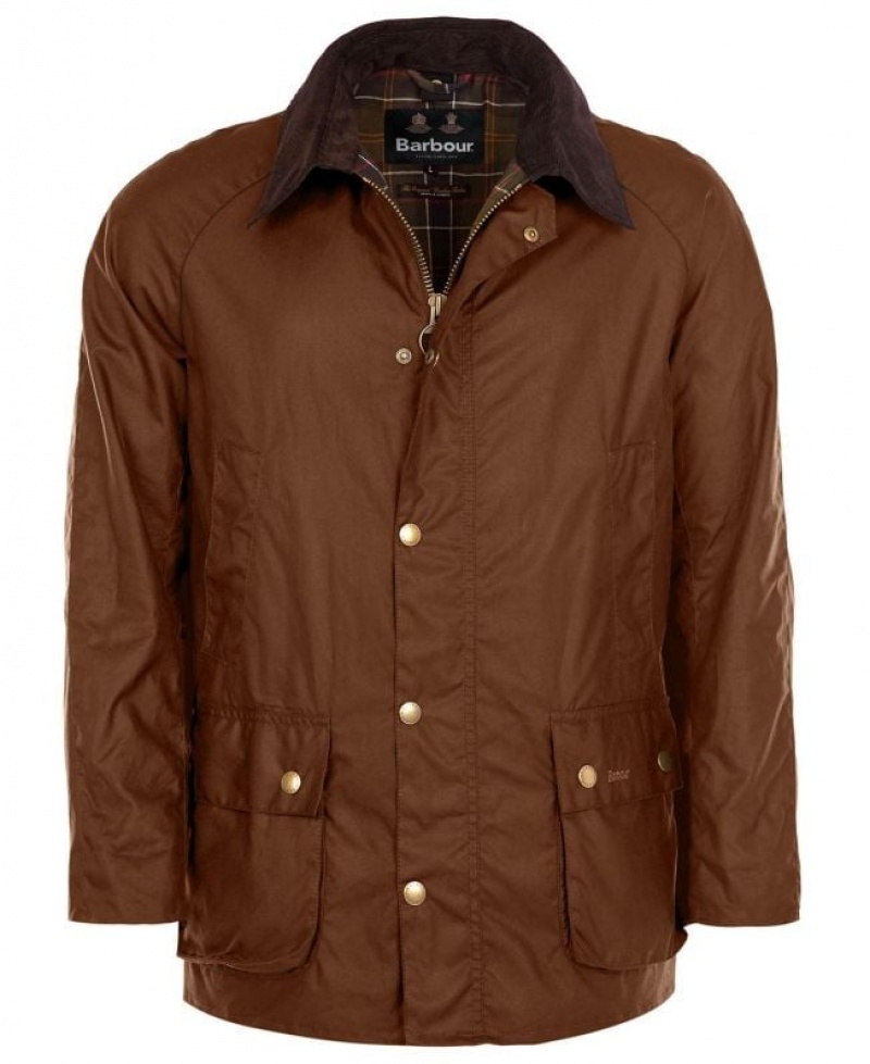 Brown Men Barbour Ashby Waxed Jacket | US-3721YDOPS