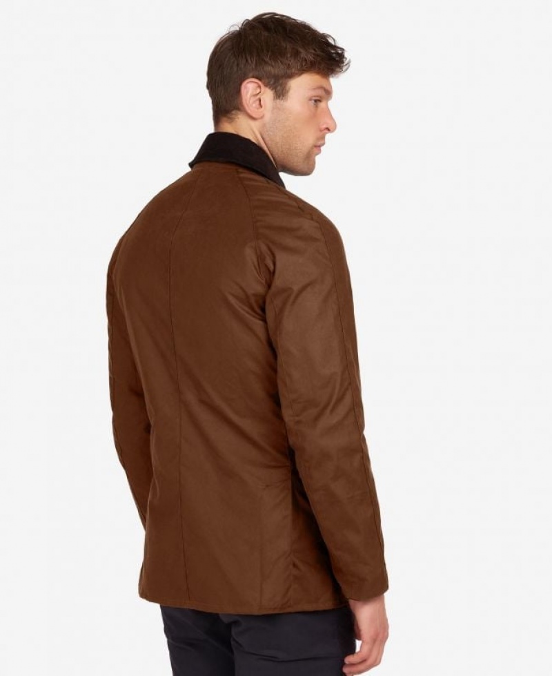 Brown Men Barbour Ashby Waxed Jacket | US-3721YDOPS