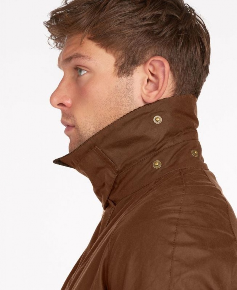 Brown Men Barbour Ashby Waxed Jacket | US-3721YDOPS