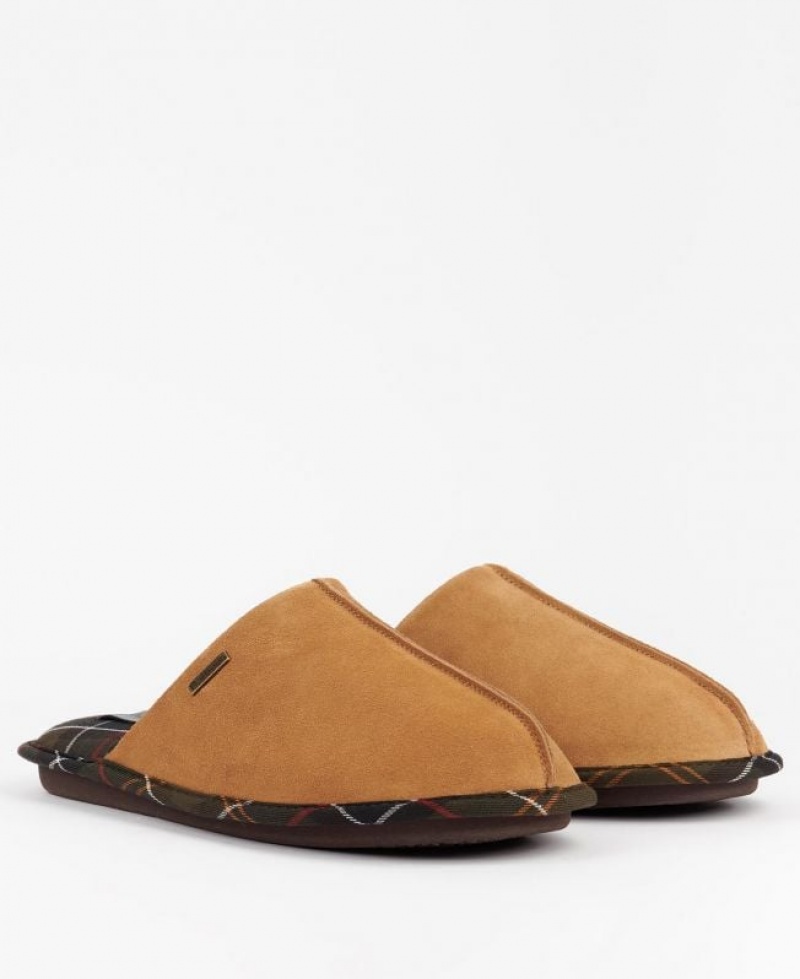 Brown Men Barbour Foley Slippers | US-8654ZYBUE