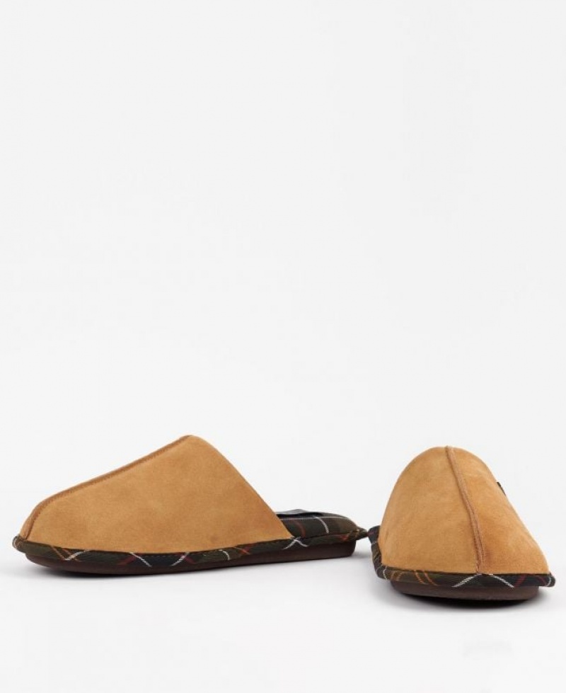 Brown Men Barbour Foley Slippers | US-8654ZYBUE