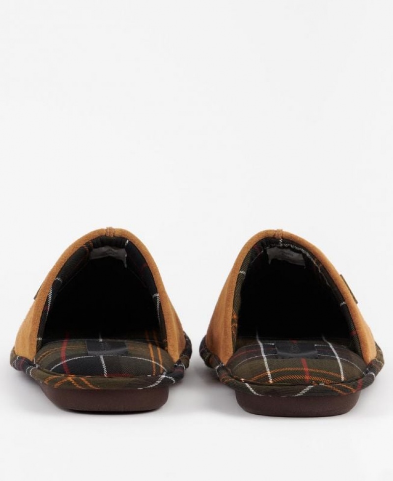 Brown Men Barbour Foley Slippers | US-8654ZYBUE