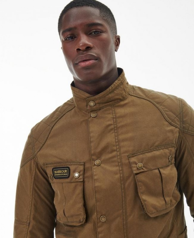 Brown Men Barbour International Winter Lockseam Waxed Jacket | US-0287YKERO