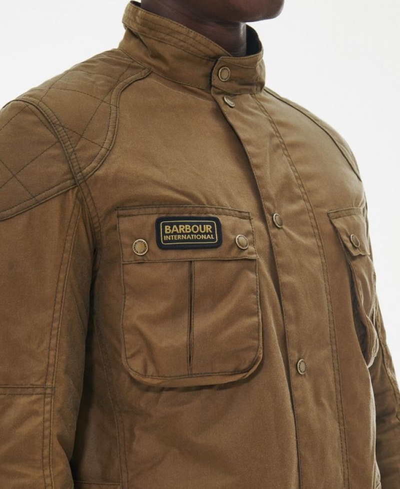 Brown Men Barbour International Winter Lockseam Waxed Jacket | US-0287YKERO