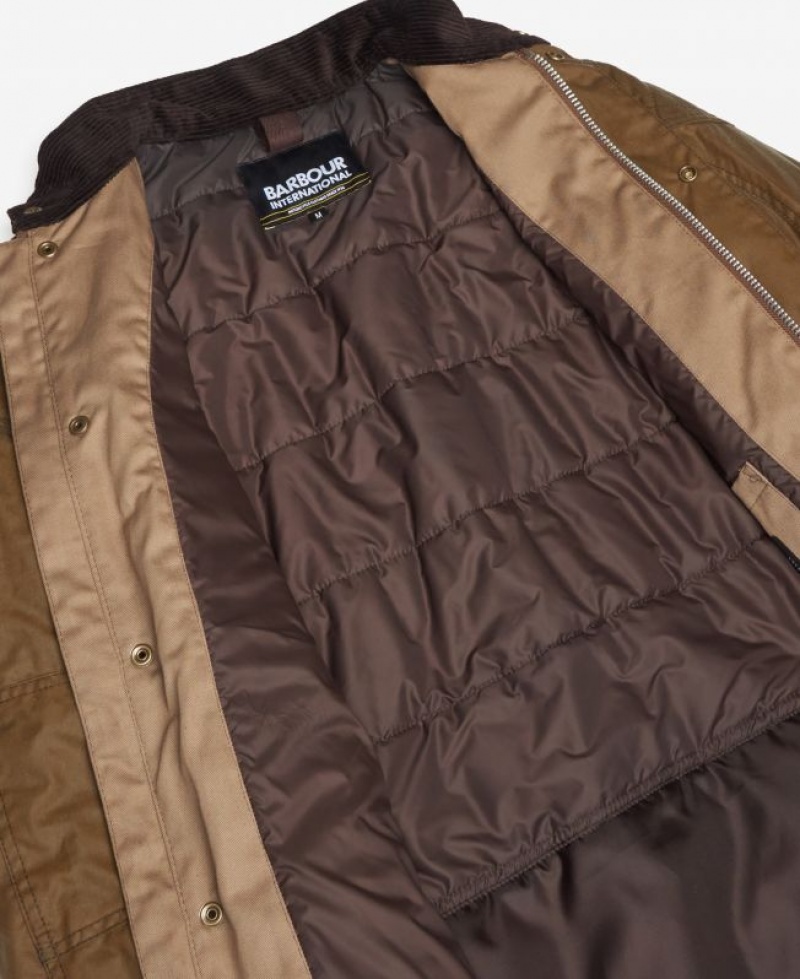 Brown Men Barbour International Winter Lockseam Waxed Jacket | US-0287YKERO