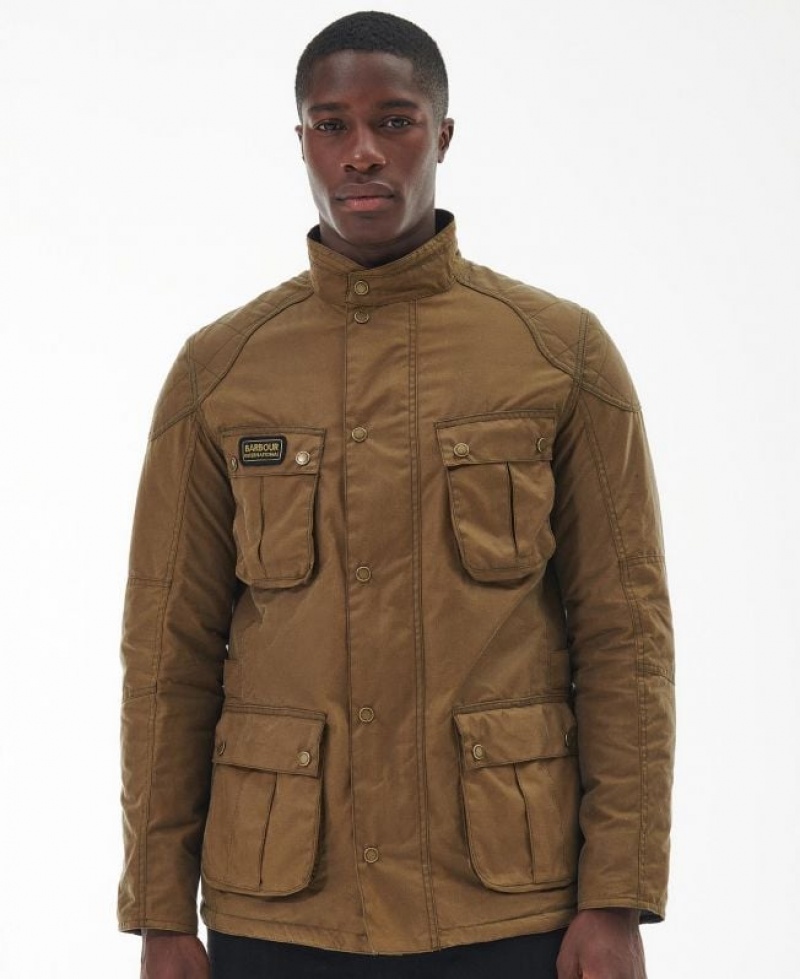 Brown Men Barbour International Winter Lockseam Waxed Jacket | US-0287YKERO