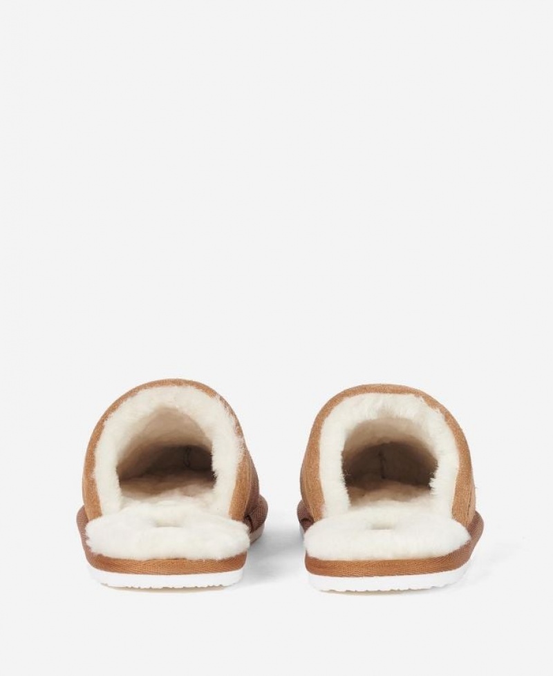 Brown Men Barbour Leck Slippers | US-4195OXEVB