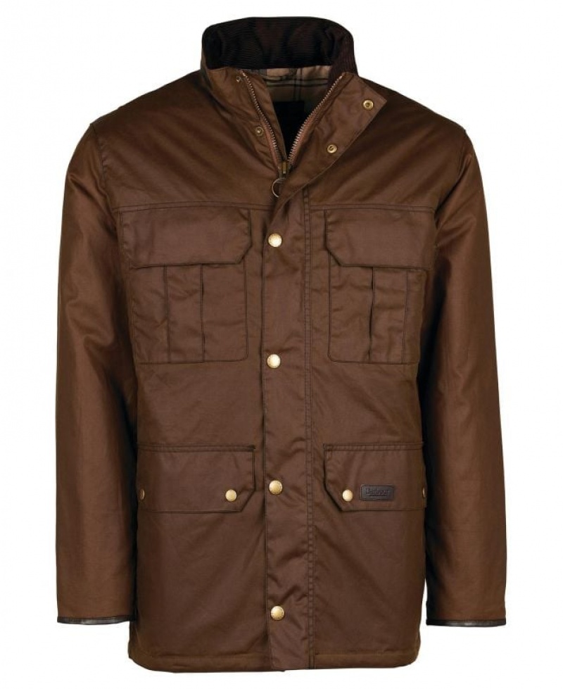 Brown Men Barbour Malcolm Waxed Jacket | US-0423FZEXV