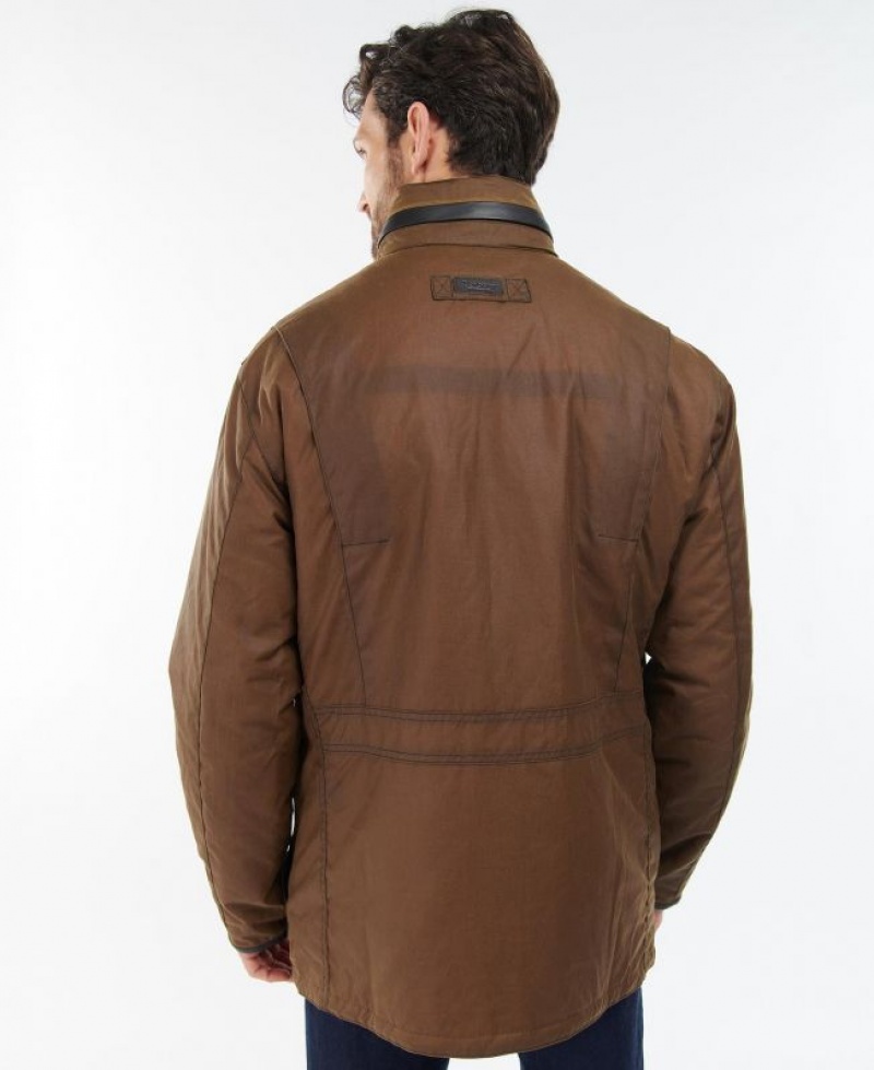 Brown Men Barbour Malcolm Waxed Jacket | US-0423FZEXV