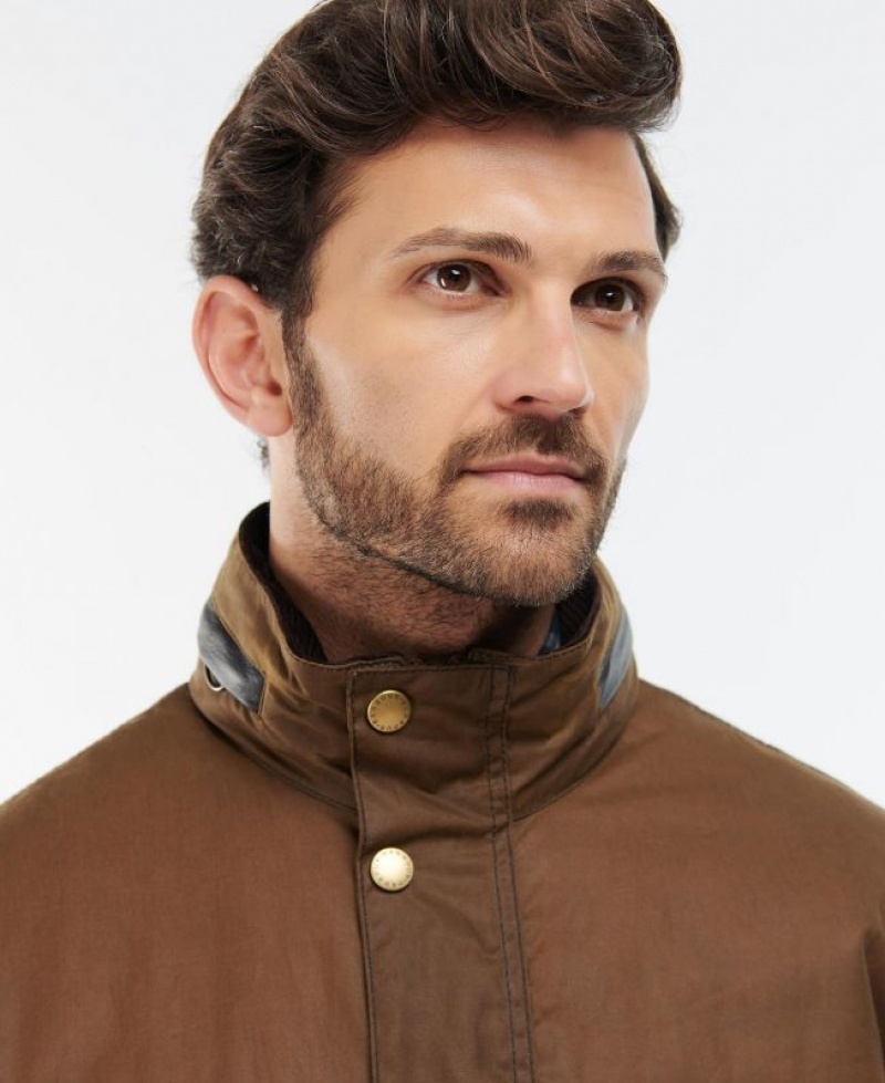 Brown Men Barbour Malcolm Waxed Jacket | US-0423FZEXV