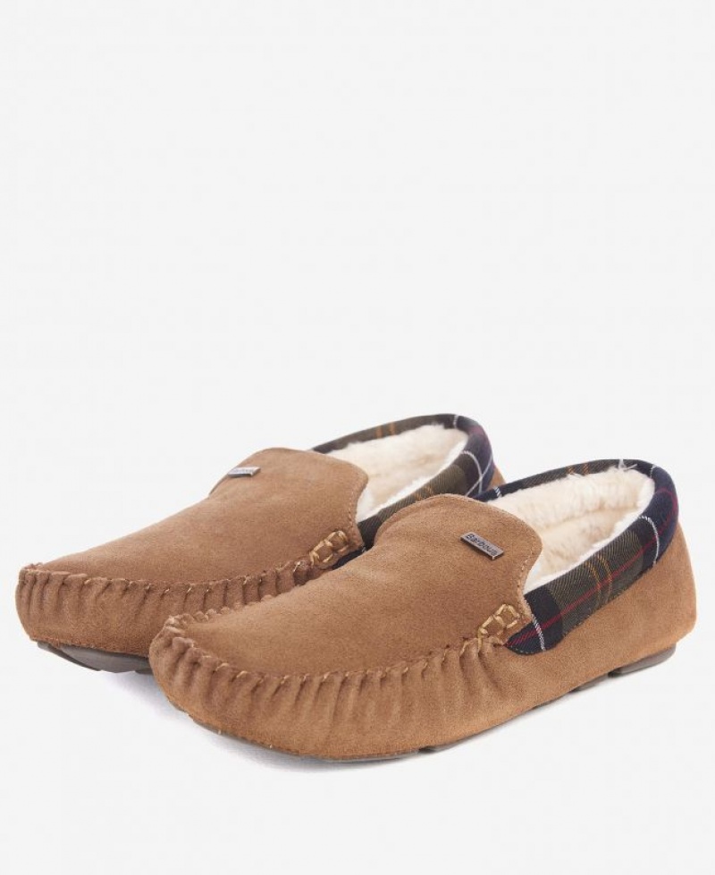 Brown Men Barbour Monty Slippers | US-2039JPHVQ