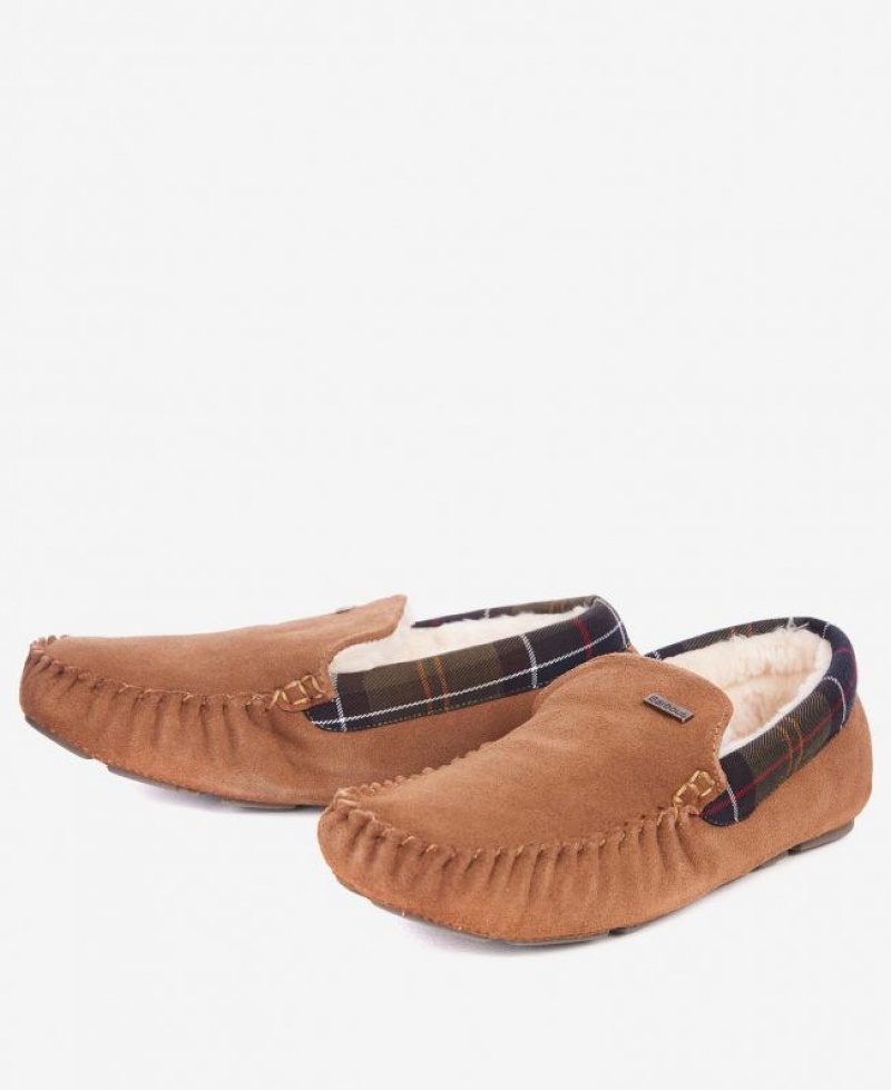 Brown Men Barbour Monty Slippers | US-2039JPHVQ