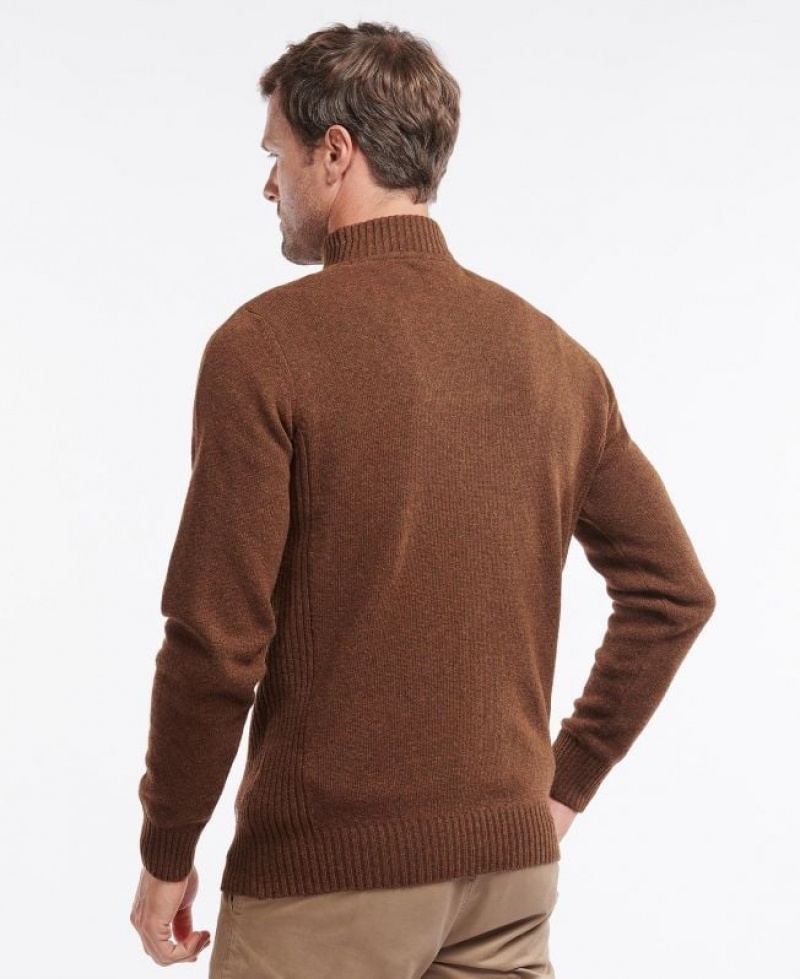 Brown Men Barbour Nelson Essential Half Zip Sweater | US-9157UBVQK