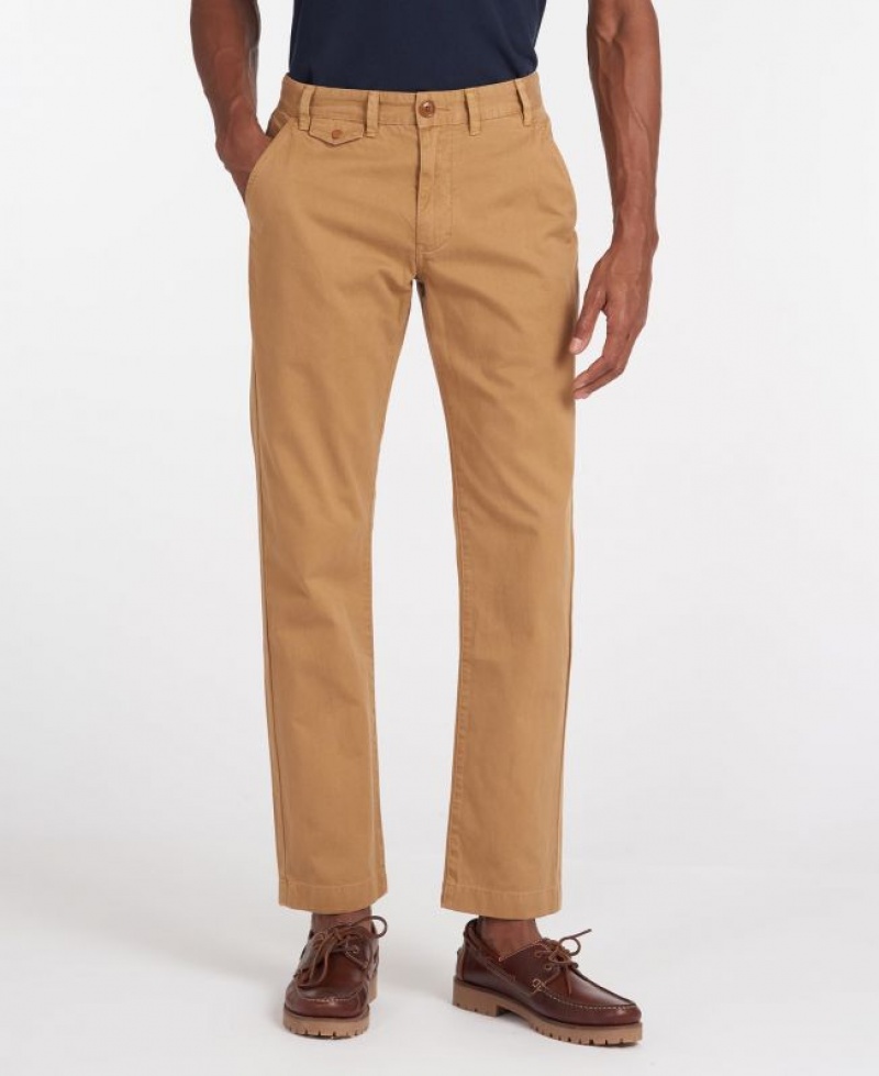 Brown Men Barbour Neuston Twill Chinos Pants | US-8374XNDEK