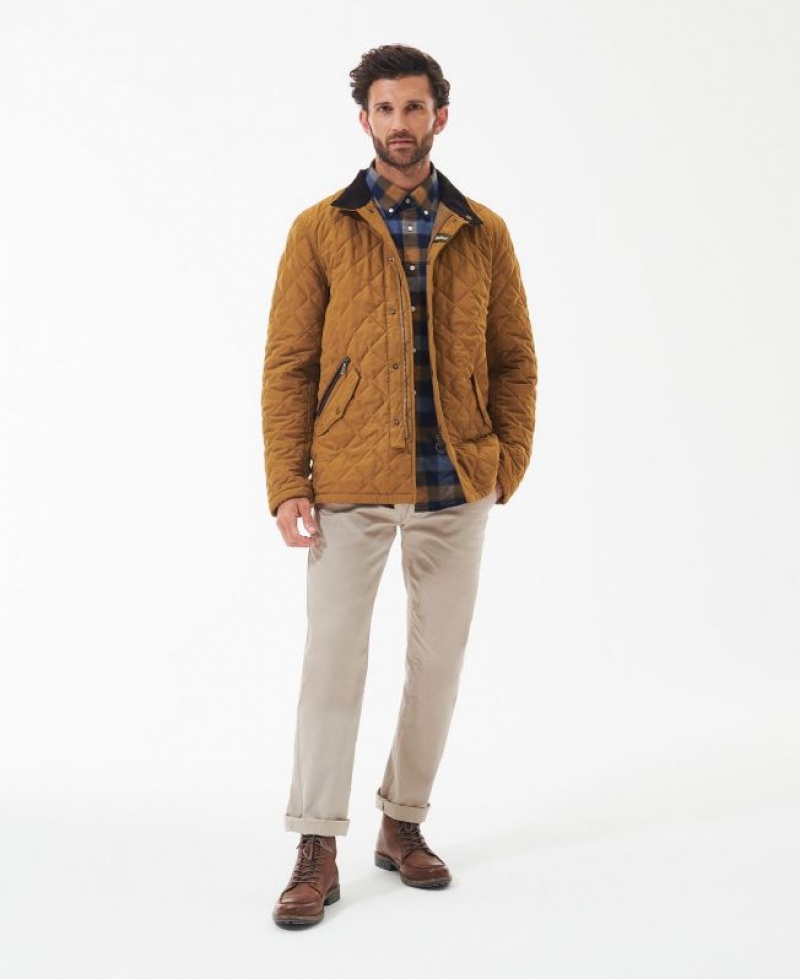 Brown Men Barbour Shoveler Quilted Jacket | US-5084KNFZA