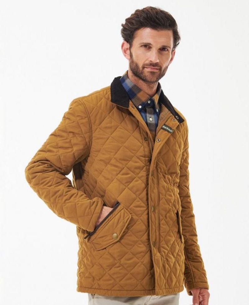 Brown Men Barbour Shoveler Quilted Jacket | US-5084KNFZA