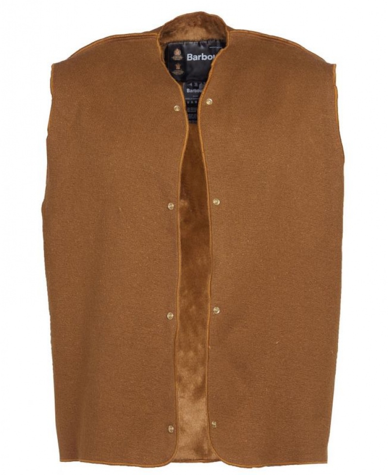 Brown Men Barbour Warm Pile Lining Vest | US-9376TFSDR