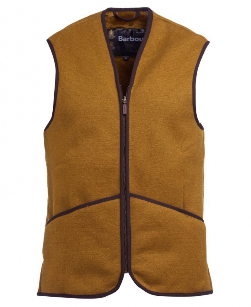 Brown Men Barbour Warm Pile Waistcoat/Zip-In Liner Vest | US-3795MWIVJ