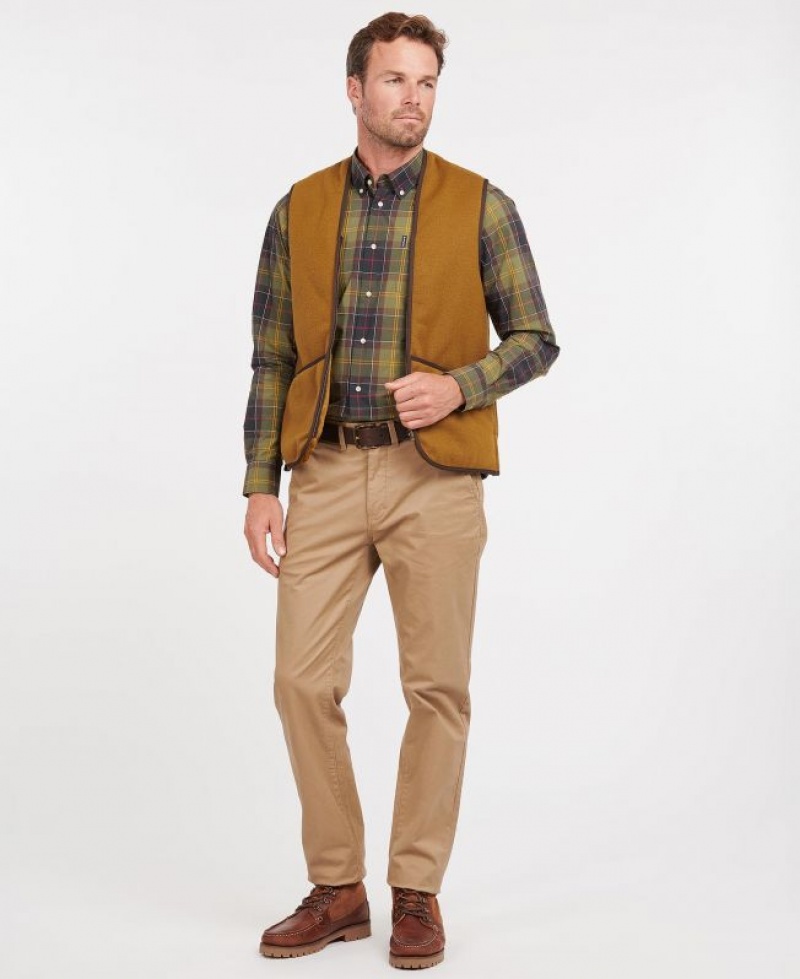 Brown Men Barbour Warm Pile Waistcoat/Zip-In Liner Vest | US-3795MWIVJ