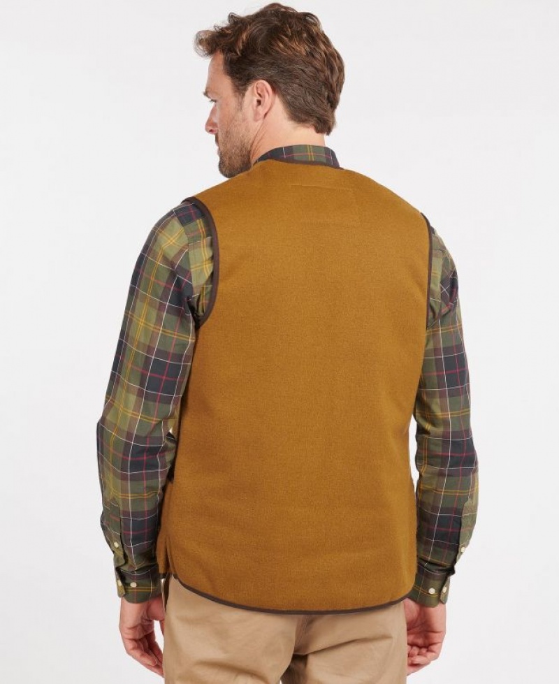 Brown Men Barbour Warm Pile Waistcoat/Zip-In Liner Vest | US-3795MWIVJ