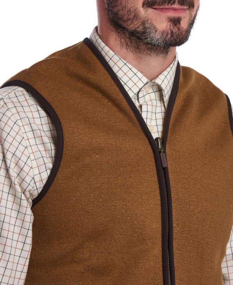 Brown Men Barbour Warm Pile Waistcoat/Zip-In Liner Vest | US-3795MWIVJ