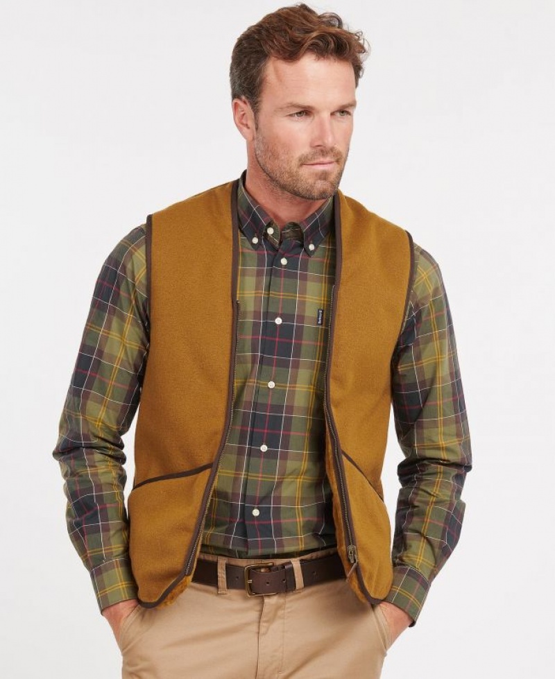 Brown Men Barbour Warm Pile Waistcoat/Zip-In Liner Vest | US-3795MWIVJ