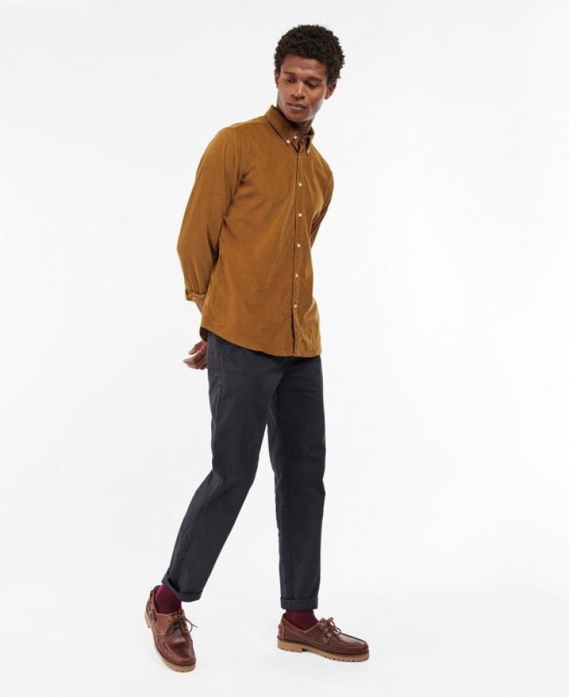 Brown Men Barbour Yaleside Tailored Shirts | US-3674RIGXN