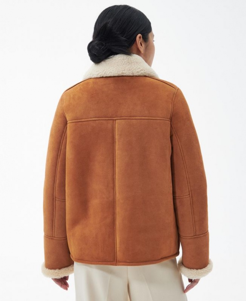 Brown Women Barbour Amal Shearling Casual Jacket | US-8130EBPJY