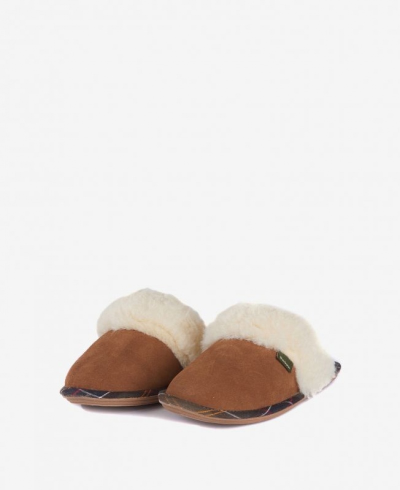 Brown Women Barbour Lydia Mule Slippers | US-6531BLTCF