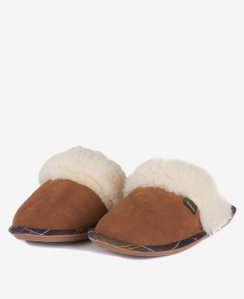 Brown Women Barbour Lydia Mule Slippers | US-6531BLTCF