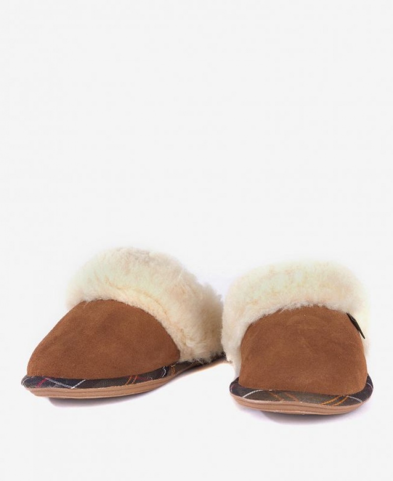 Brown Women Barbour Lydia Mule Slippers | US-6531BLTCF