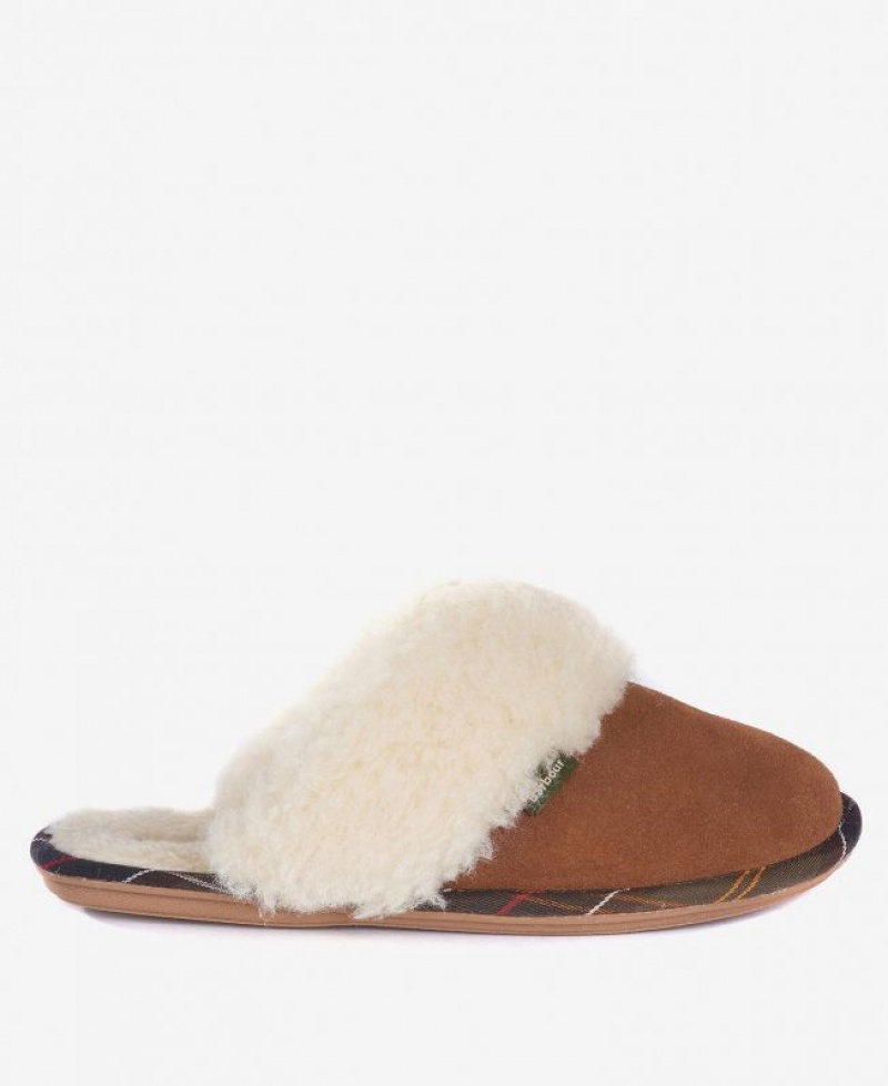 Brown Women Barbour Lydia Mule Slippers | US-6531BLTCF