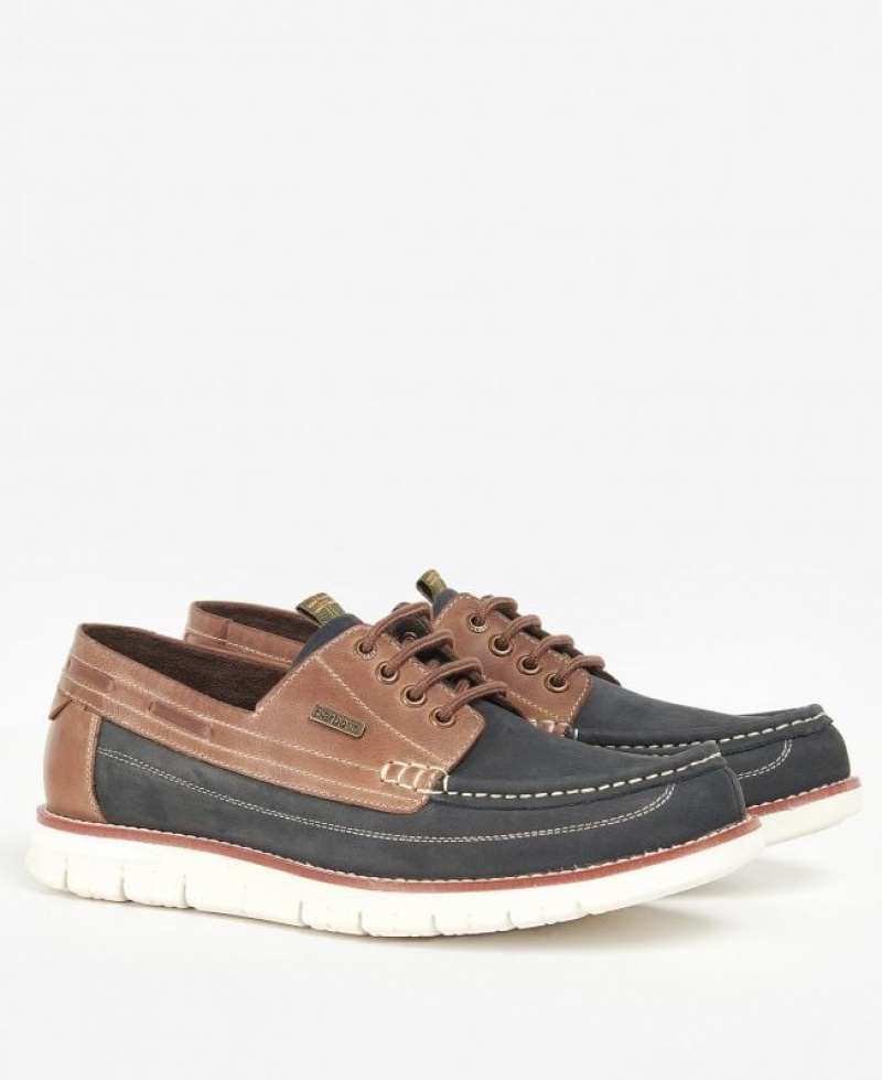 Brown / Black Men Barbour Hardy Boat Shoes | US-2134CFLWG