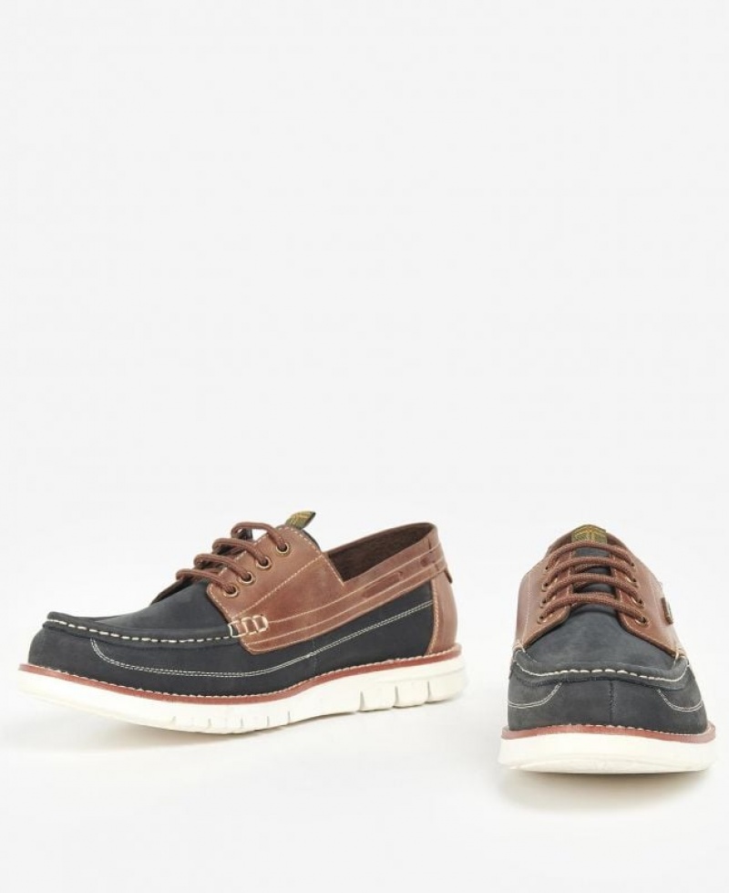 Brown / Black Men Barbour Hardy Boat Shoes | US-2134CFLWG