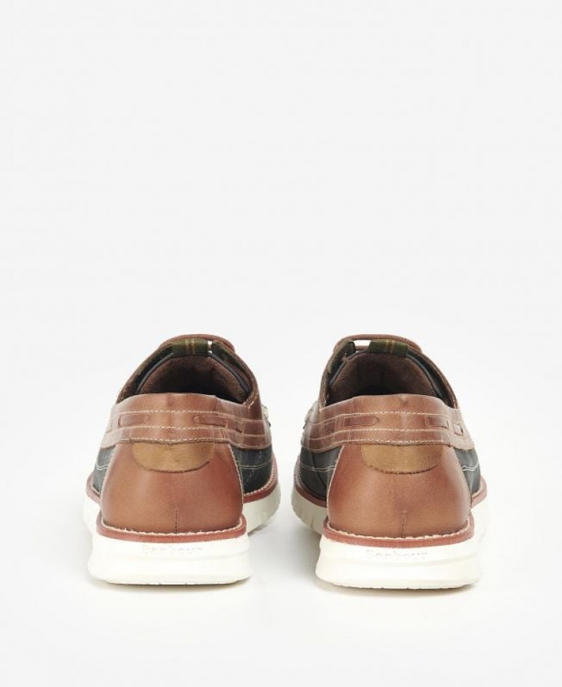 Brown / Black Men Barbour Hardy Boat Shoes | US-2134CFLWG