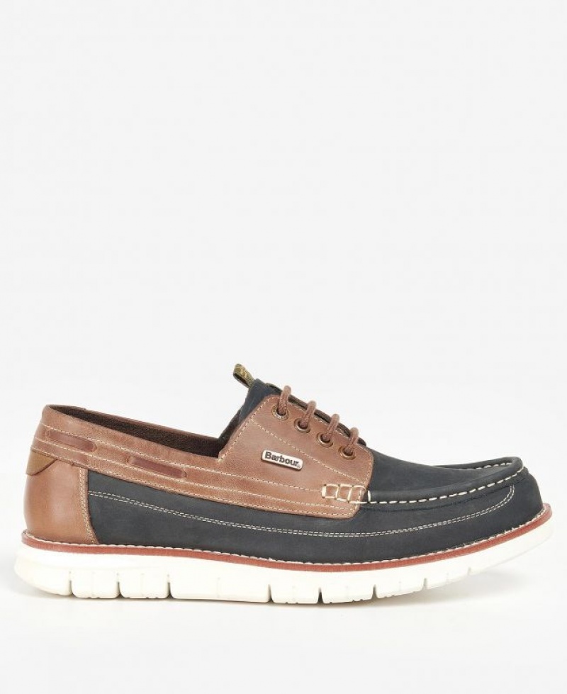 Brown / Black Men Barbour Hardy Boat Shoes | US-2134CFLWG