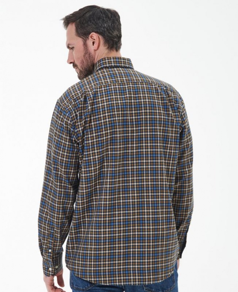 Brown / Blue / White Men Barbour Foss Regular Shirts | US-8037VZUPN