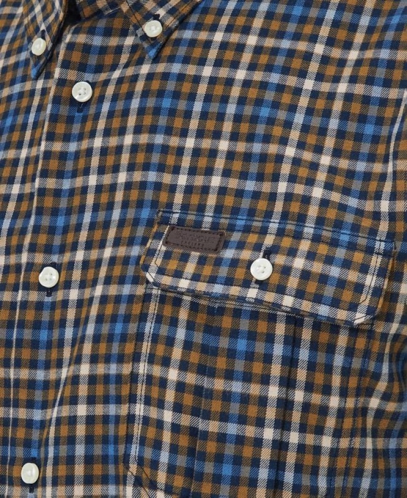 Brown / Blue / White Men Barbour Foss Regular Shirts | US-8037VZUPN