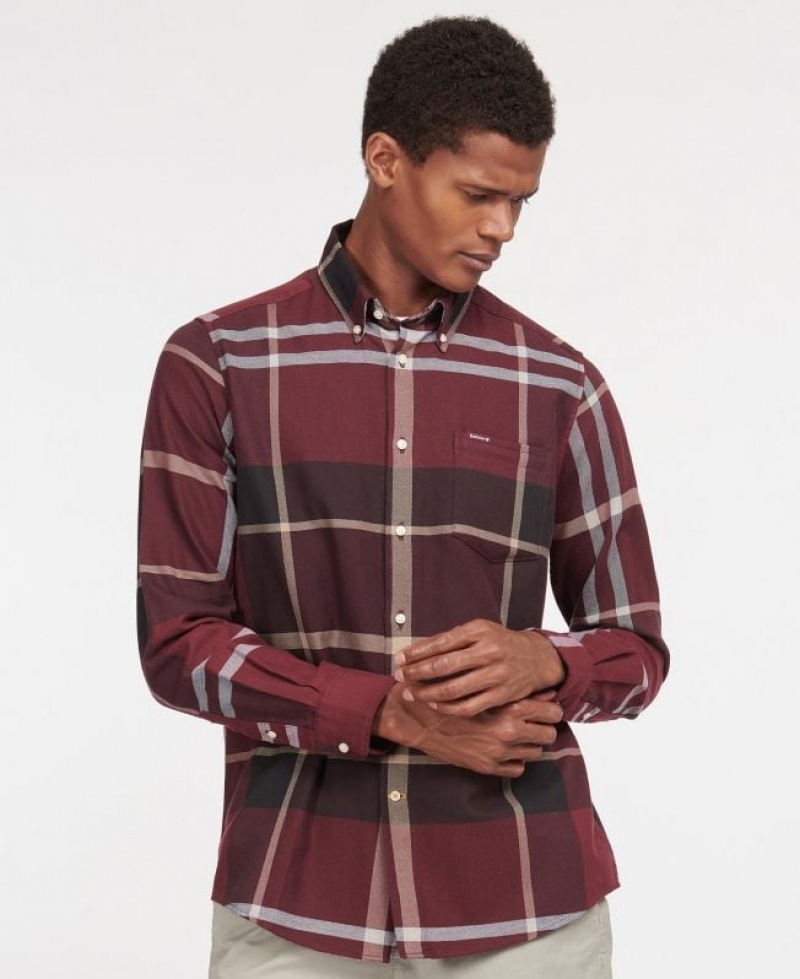 Burgundy Men Barbour Dunoon Tailored Shirts | US-1380MJWKE