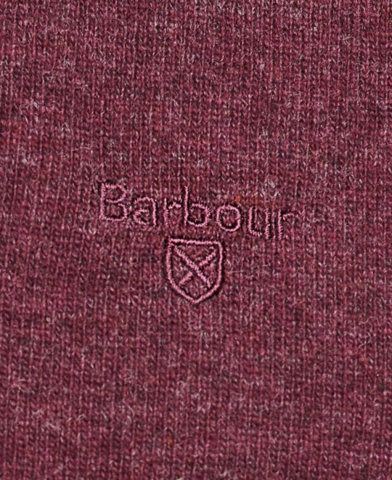 Burgundy Men Barbour Essential Lambswool V Neck Sweater | US-6834XWRZE