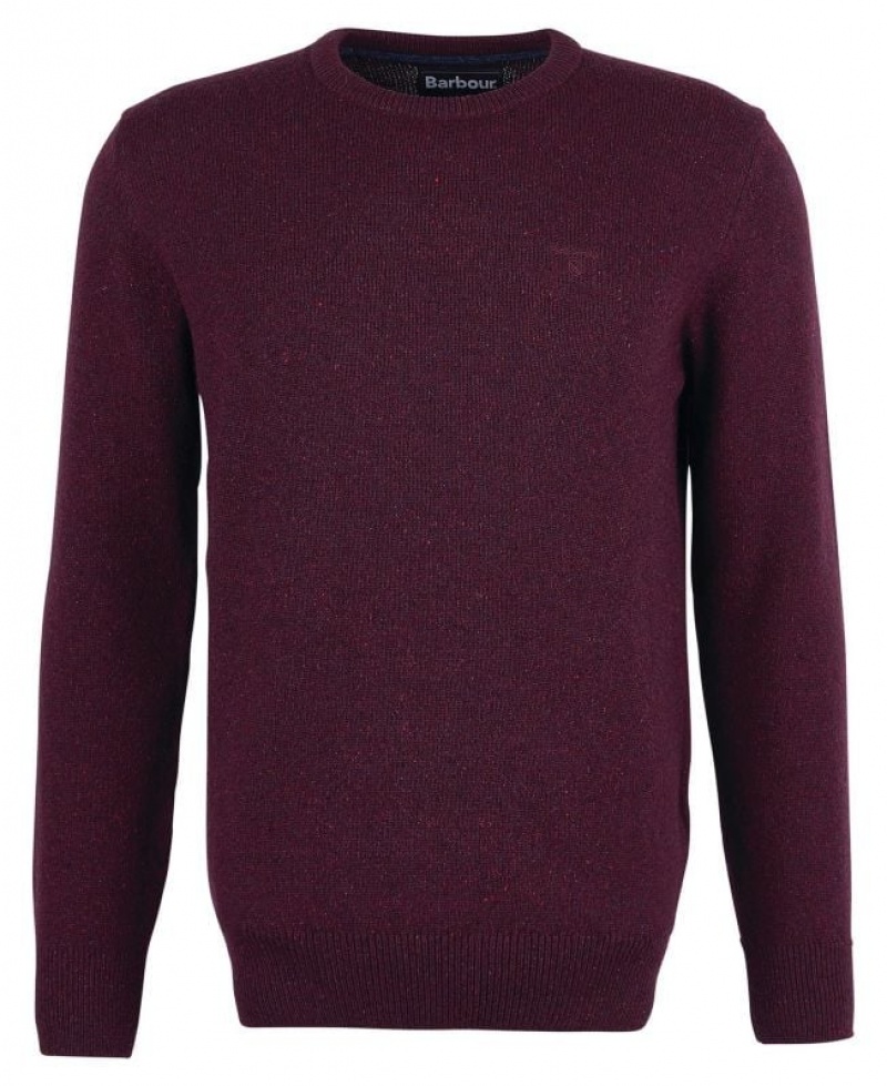 Burgundy Men Barbour Essential Tisbury Crew-Neck Sweatshirt | US-5693XDKYW