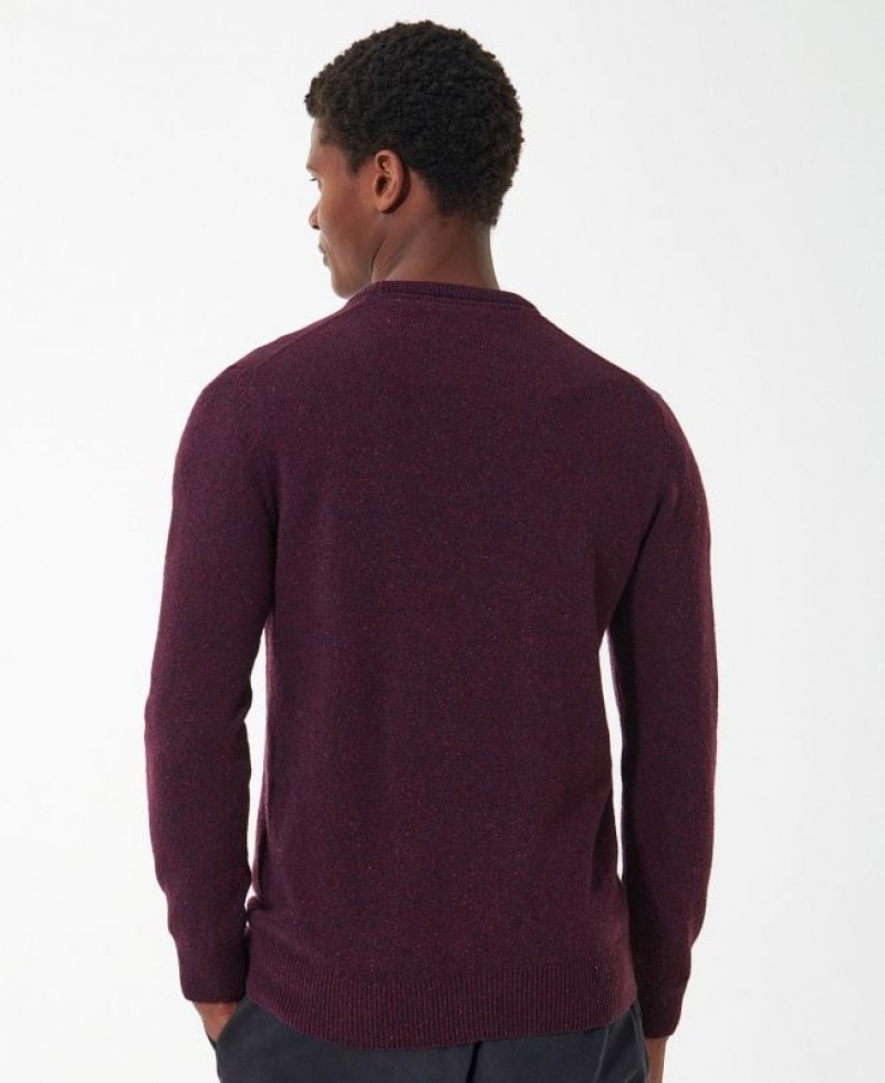 Burgundy Men Barbour Essential Tisbury Crew-Neck Sweatshirt | US-5693XDKYW