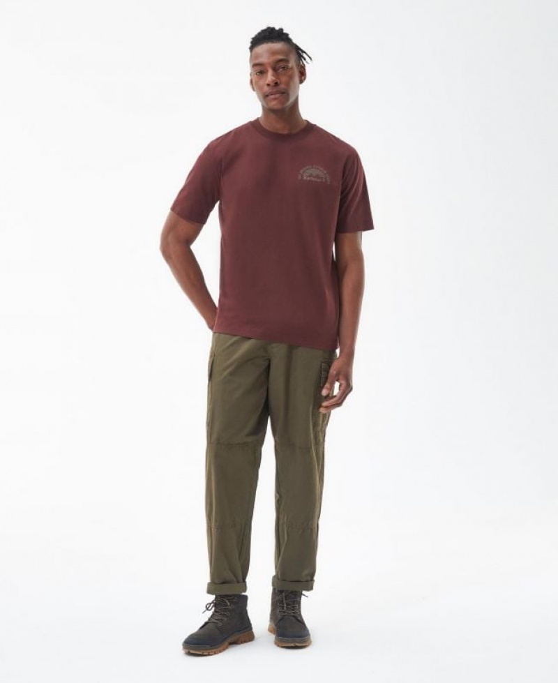 Burgundy Men Barbour Haydock T-Shirts | US-6034KVPLA