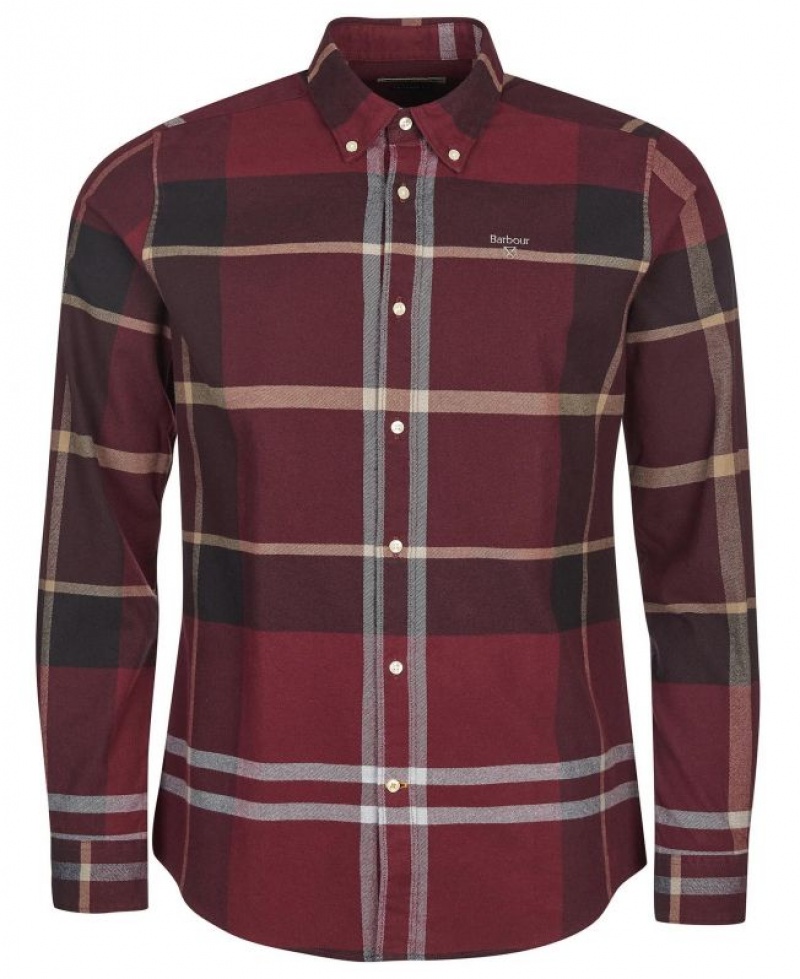 Burgundy Men Barbour Iceloch Tailored Shirts | US-2495TEAMU