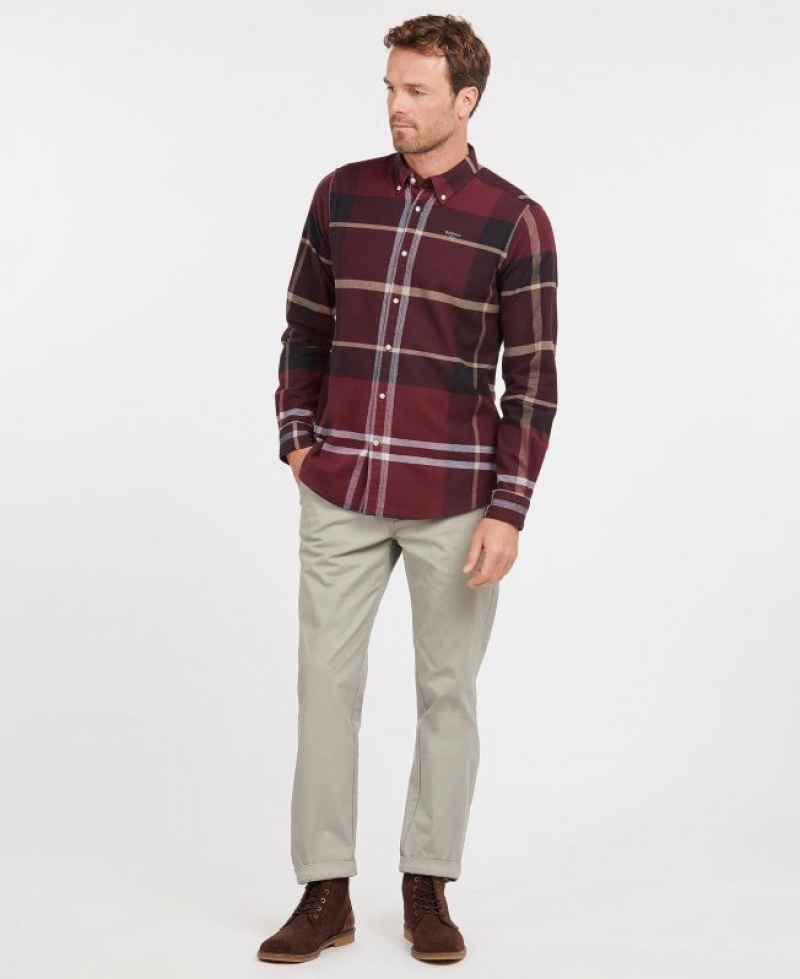 Burgundy Men Barbour Iceloch Tailored Shirts | US-2495TEAMU