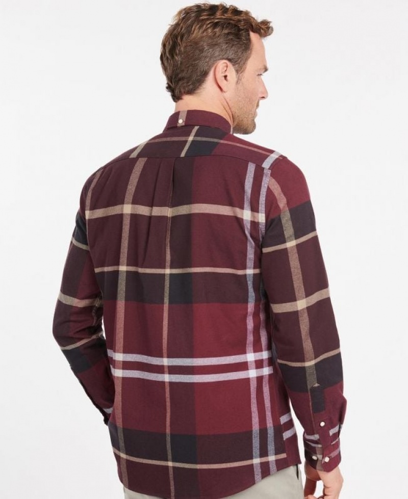 Burgundy Men Barbour Iceloch Tailored Shirts | US-2495TEAMU