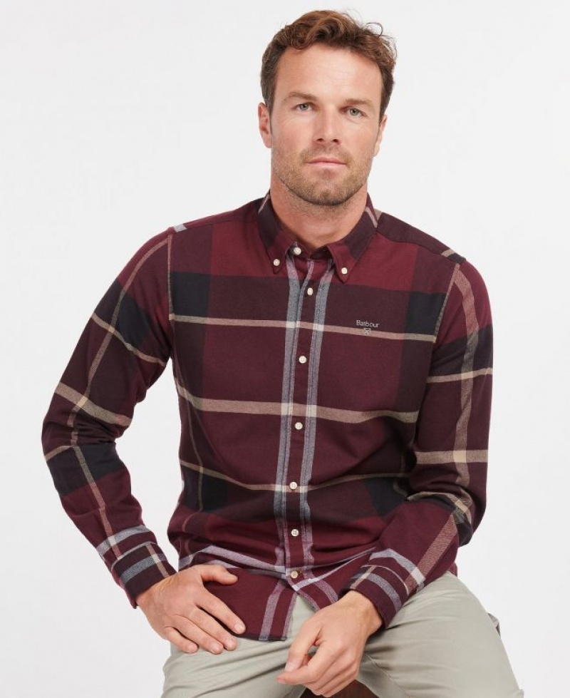 Burgundy Men Barbour Iceloch Tailored Shirts | US-2495TEAMU