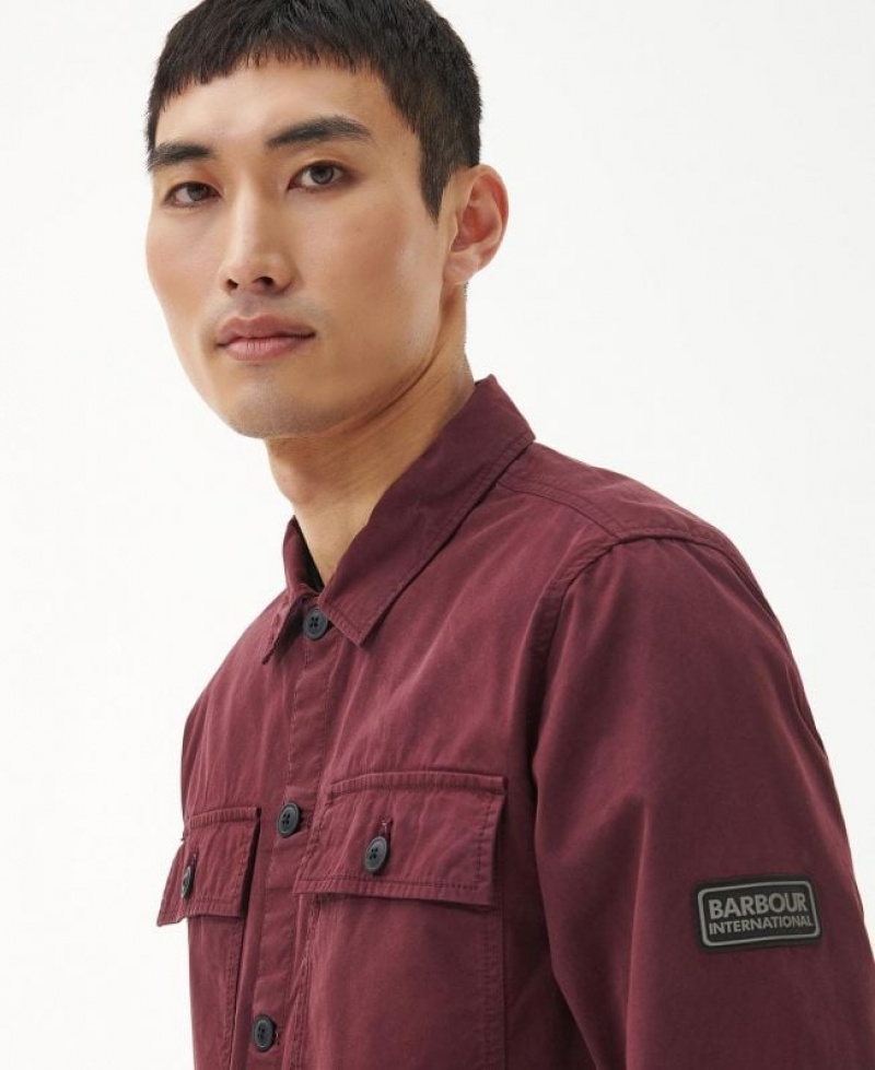 Burgundy Men Barbour International Adey Overshirt | US-7425XYOCW